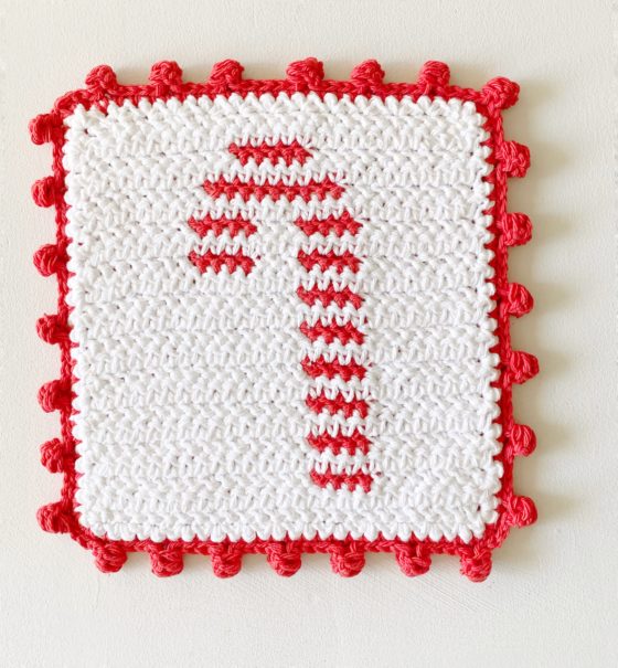 Crochet Candy Cane Hot Pad - Daisy Farm Crafts