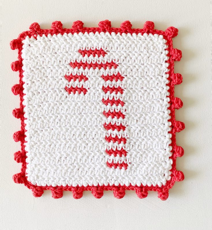 Crochet Candy Cane Hot Pad