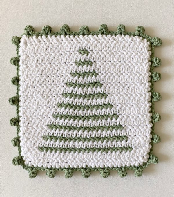 Crochet Tree Stripe Hot Pad with Dot Border - Daisy Farm Crafts