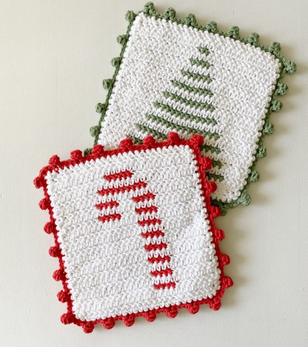 Crochet Candy Cane Hot Pad - Daisy Farm Crafts