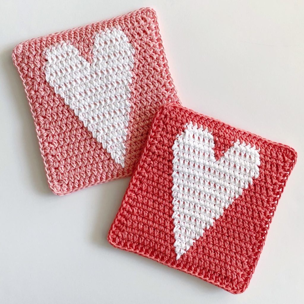 skinny heart crochet hot pads