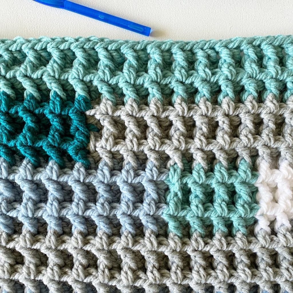 close up of crochet stitches