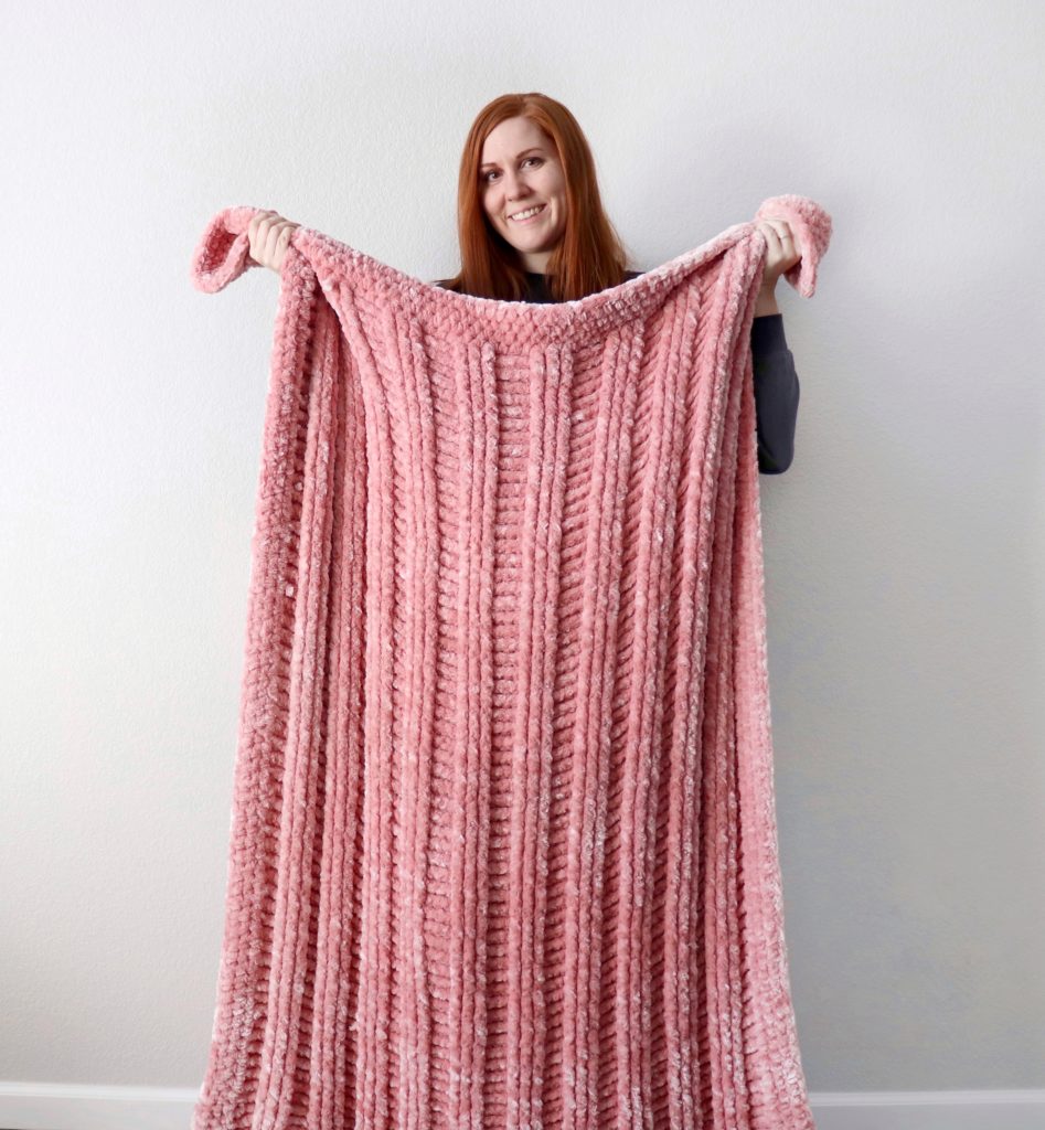 velvet textured crochet blanket
