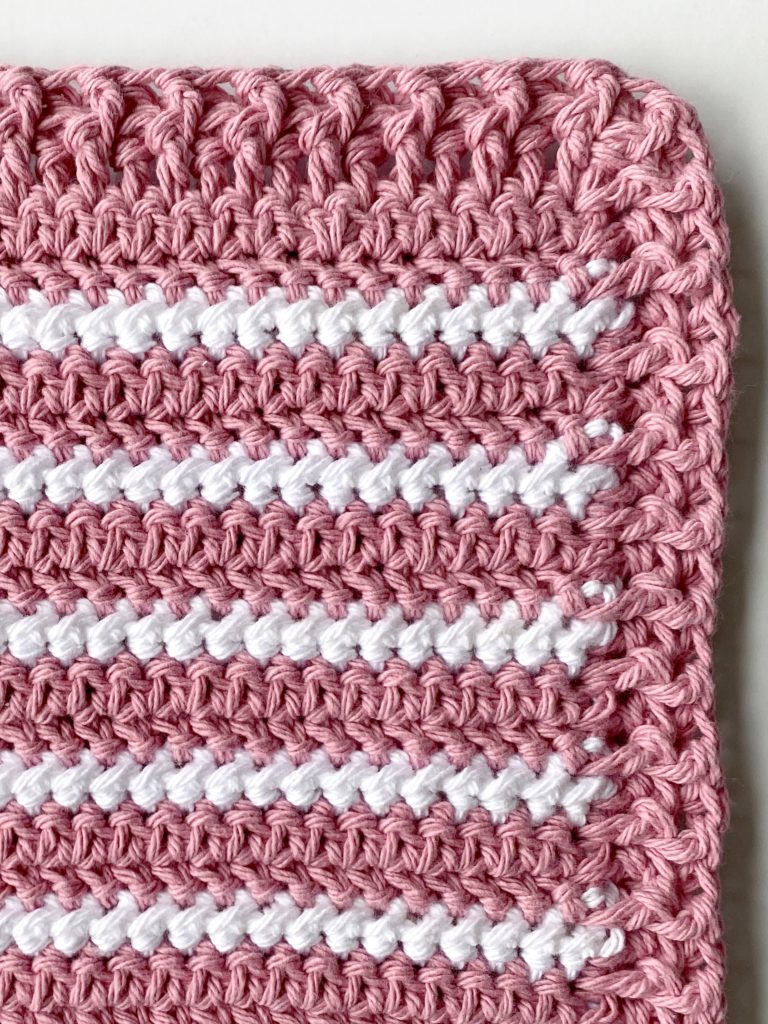 close up stitches crochet hot pad