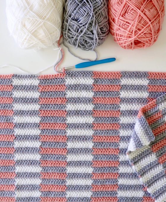 Crochet Mini Half Stripe Baby Blanket - Daisy Farm Crafts