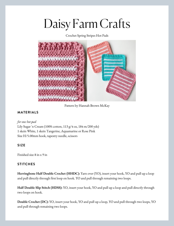 Simple Spring Crochet Cotton Dishcloths - Daisy Farm Crafts