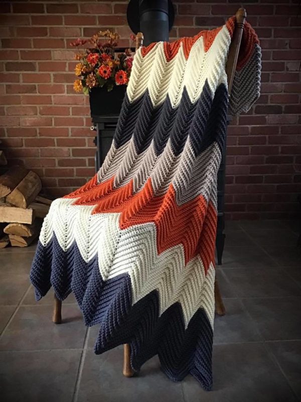 multicolor crochet chevron blanket