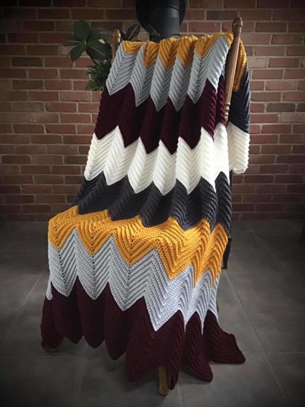 multicolor crochet chevron blanket