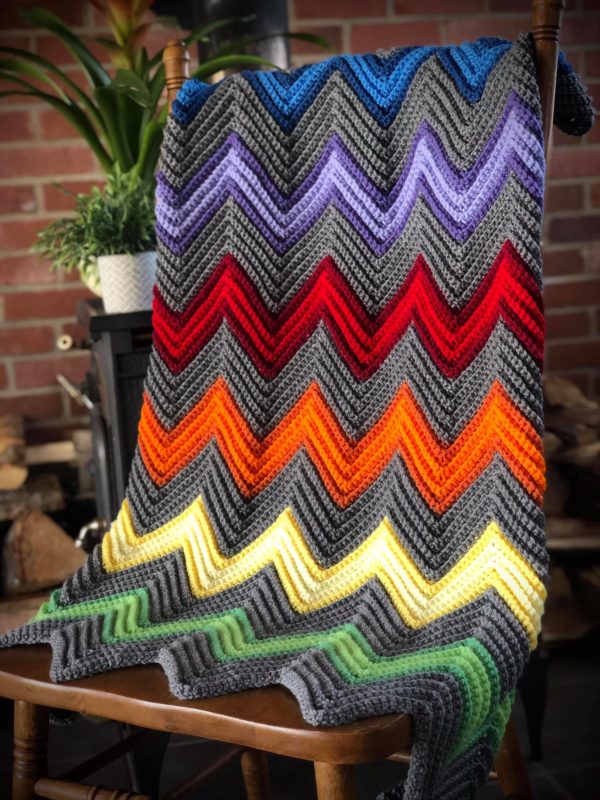 crochet chevron blanket multicolor