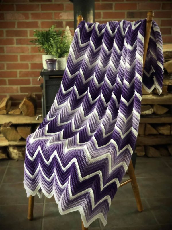 purple crochet chevron blanket