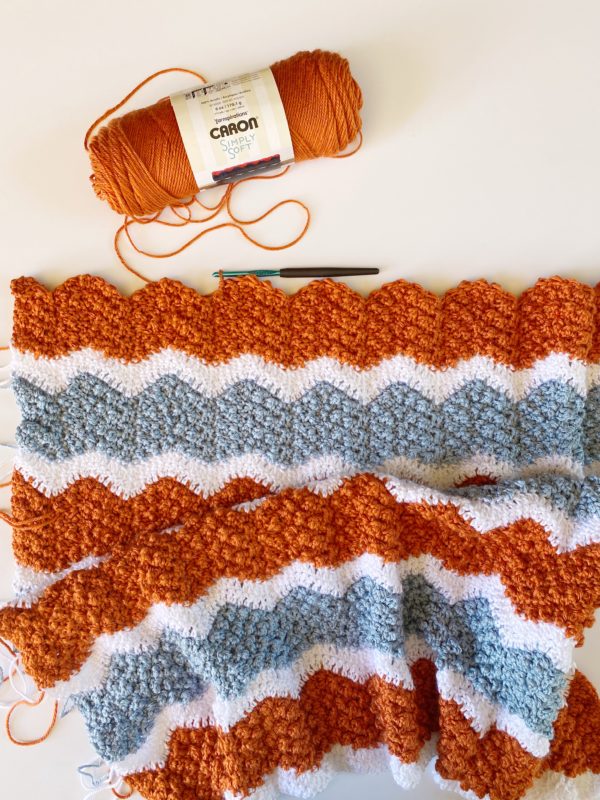 crochet ripple blanket in process