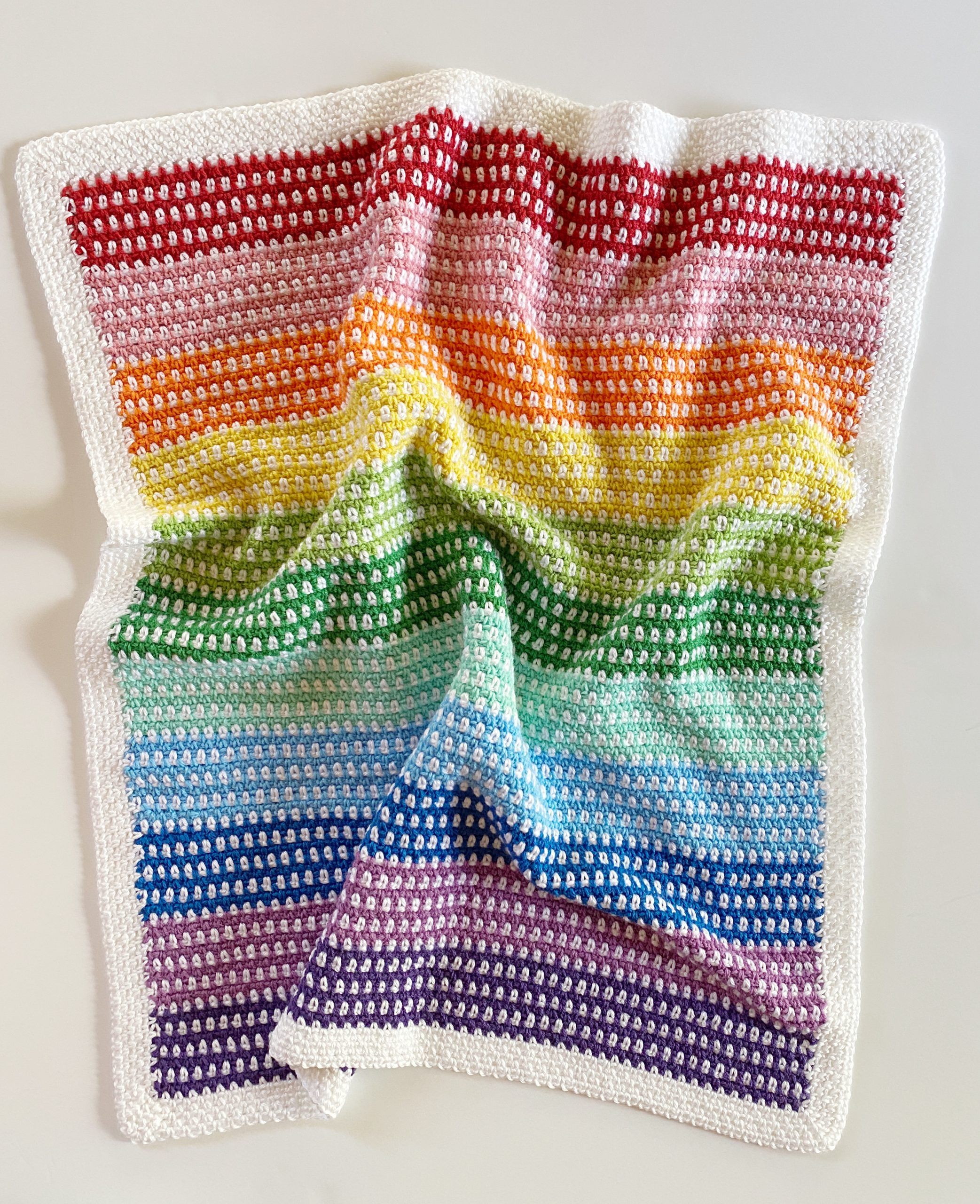 Crochet Rainbow Moss Stitch Blanket - Daisy Farm Crafts