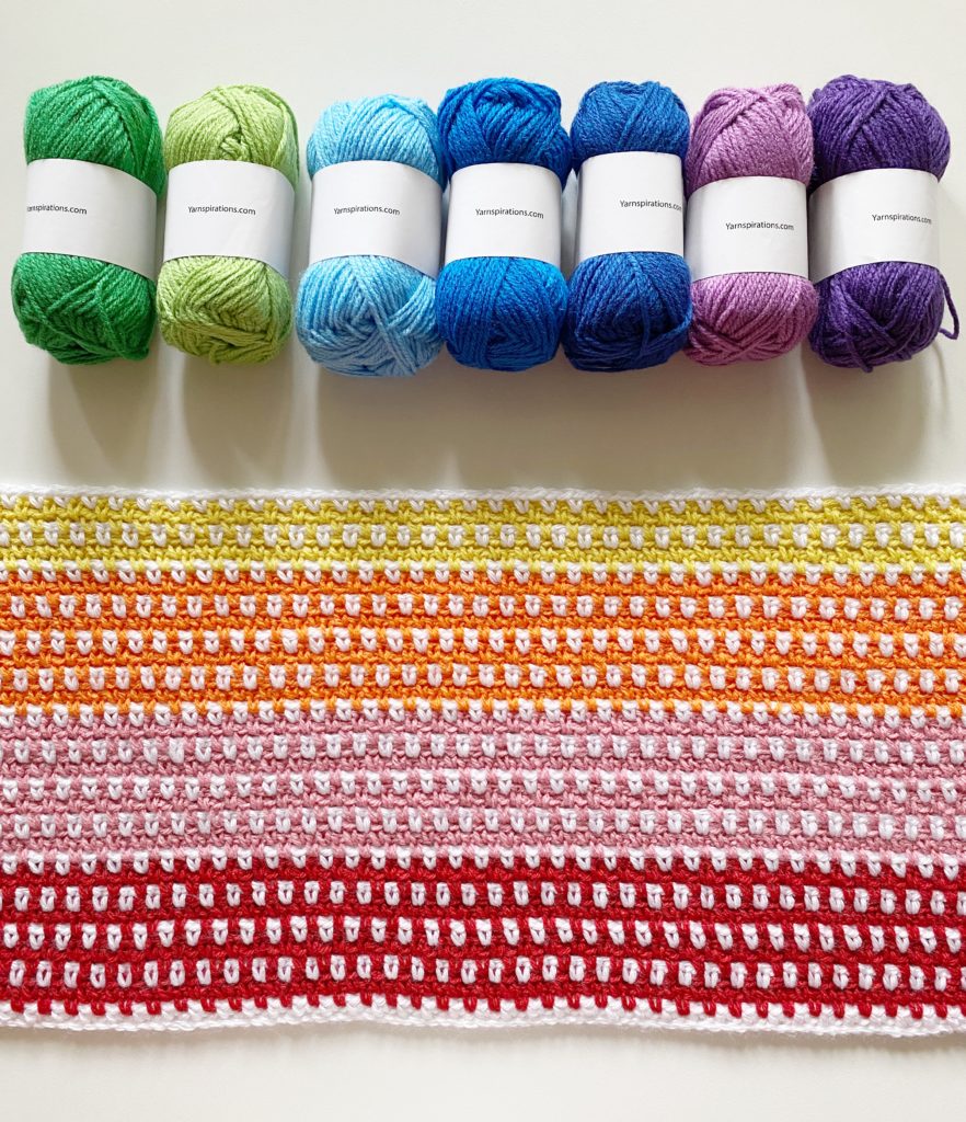 rainbow crochet blanket in progress