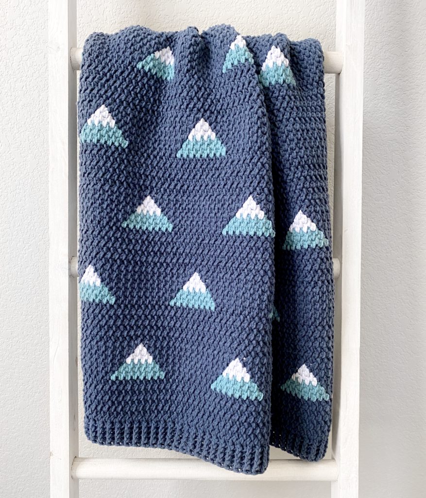 crochet blanket with mountain triangles