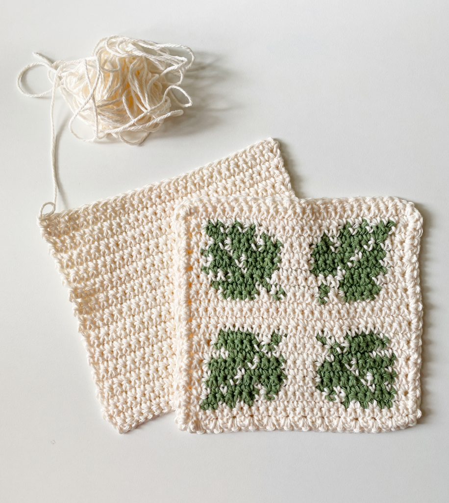 crochet hot pad with leaves
