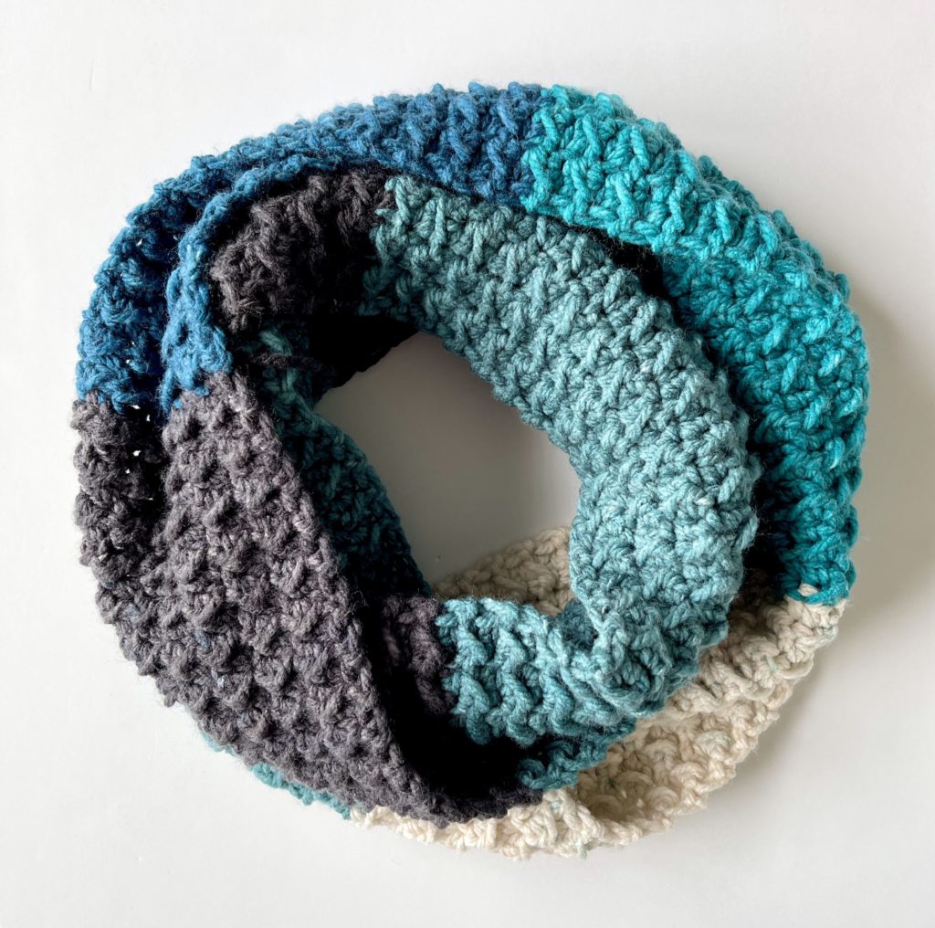 chunky multicolor crochet scarf