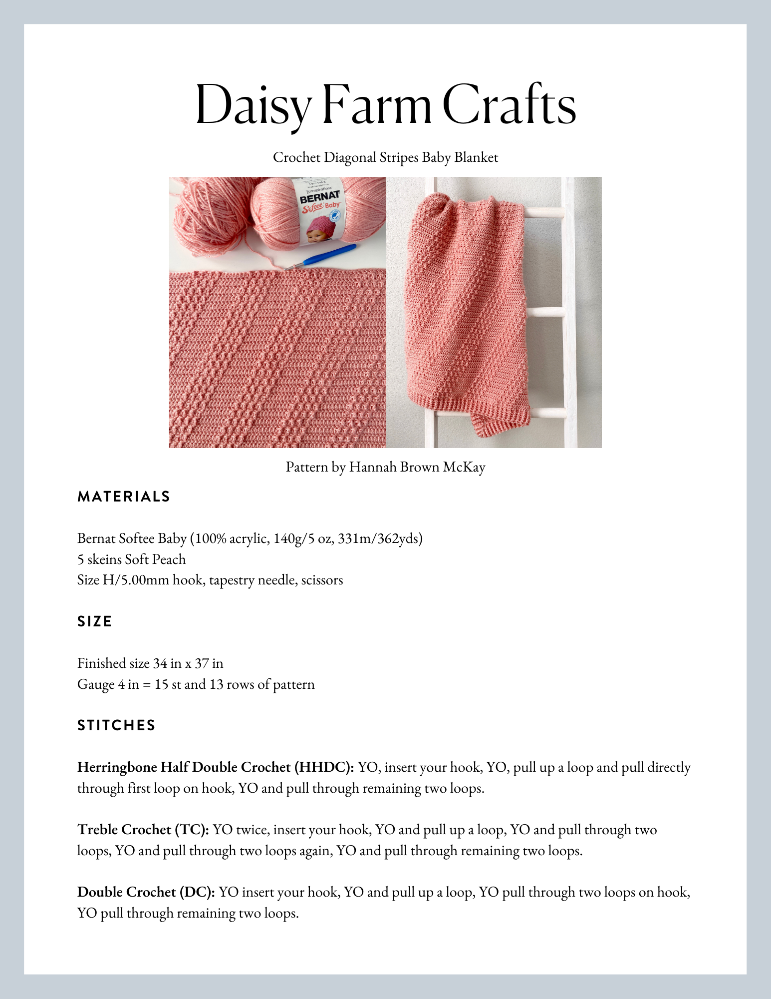 Crochet Diagonal Stripes Baby Blanket - Daisy Farm Crafts