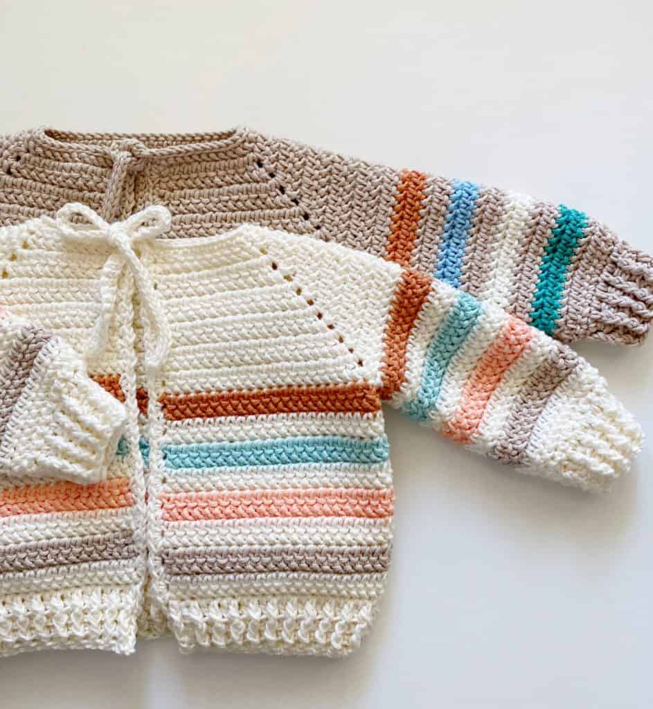 sympatisk by konsulent Crochet Cotton Stripes Baby Sweater - Daisy Farm Crafts