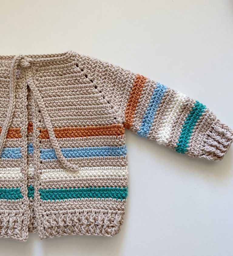 Crochet Cotton Stripes Baby Sweater - Daisy Farm Crafts