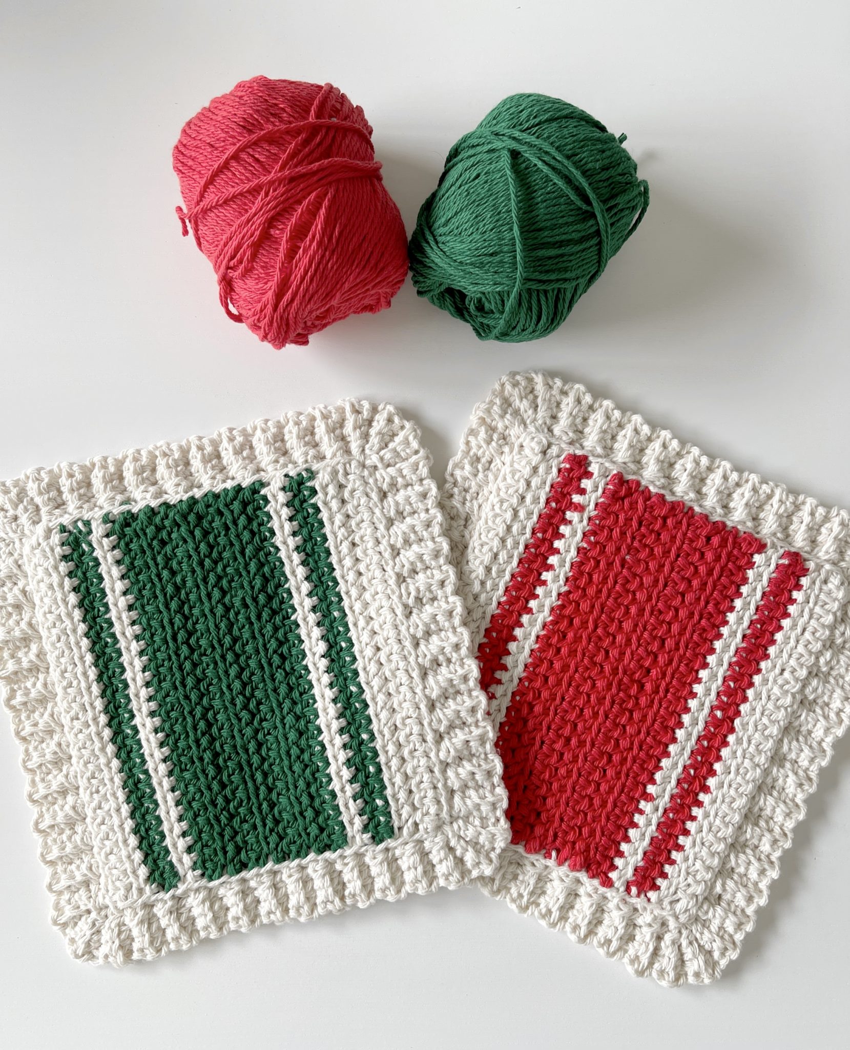 Crochet Holiday Striped Hot Pads