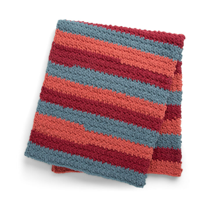 Image for Bernat Color-Blocked Crochet Textured Blanket from Yarnspirations