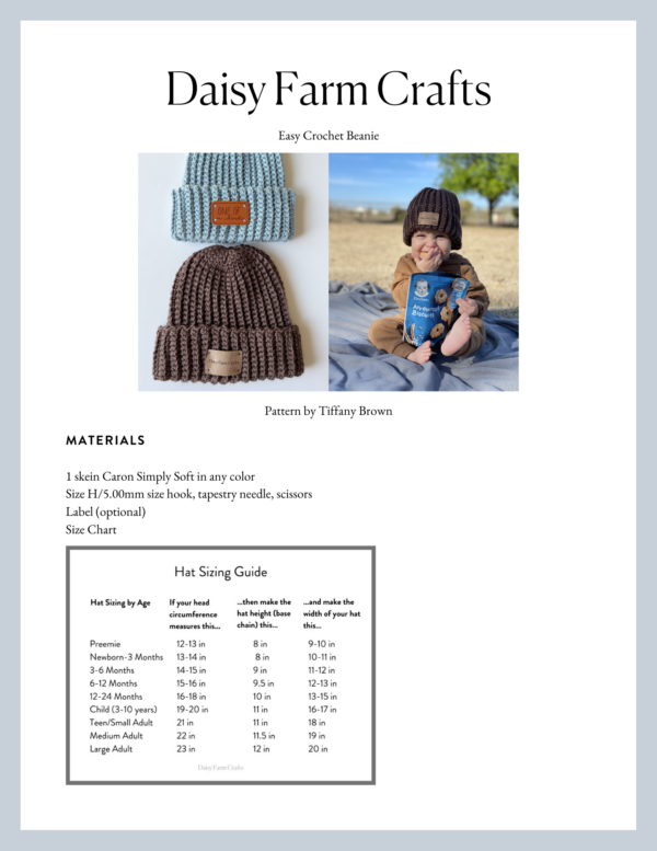 easy crochet beanie pattern PDF