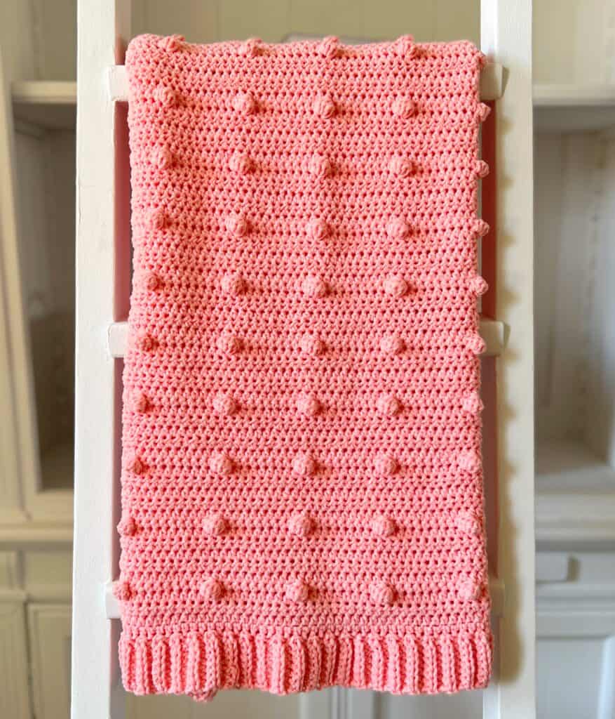 crochet pink polka dot blanket