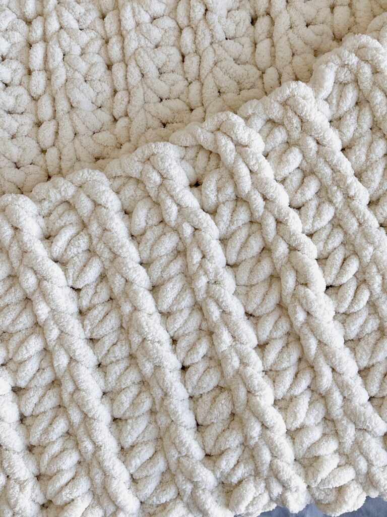 extra thick cream crochet blanket