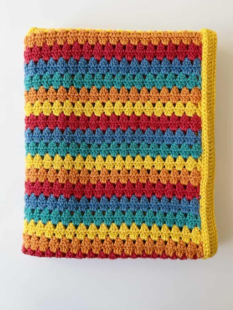 rainbow modern granny blanket folded