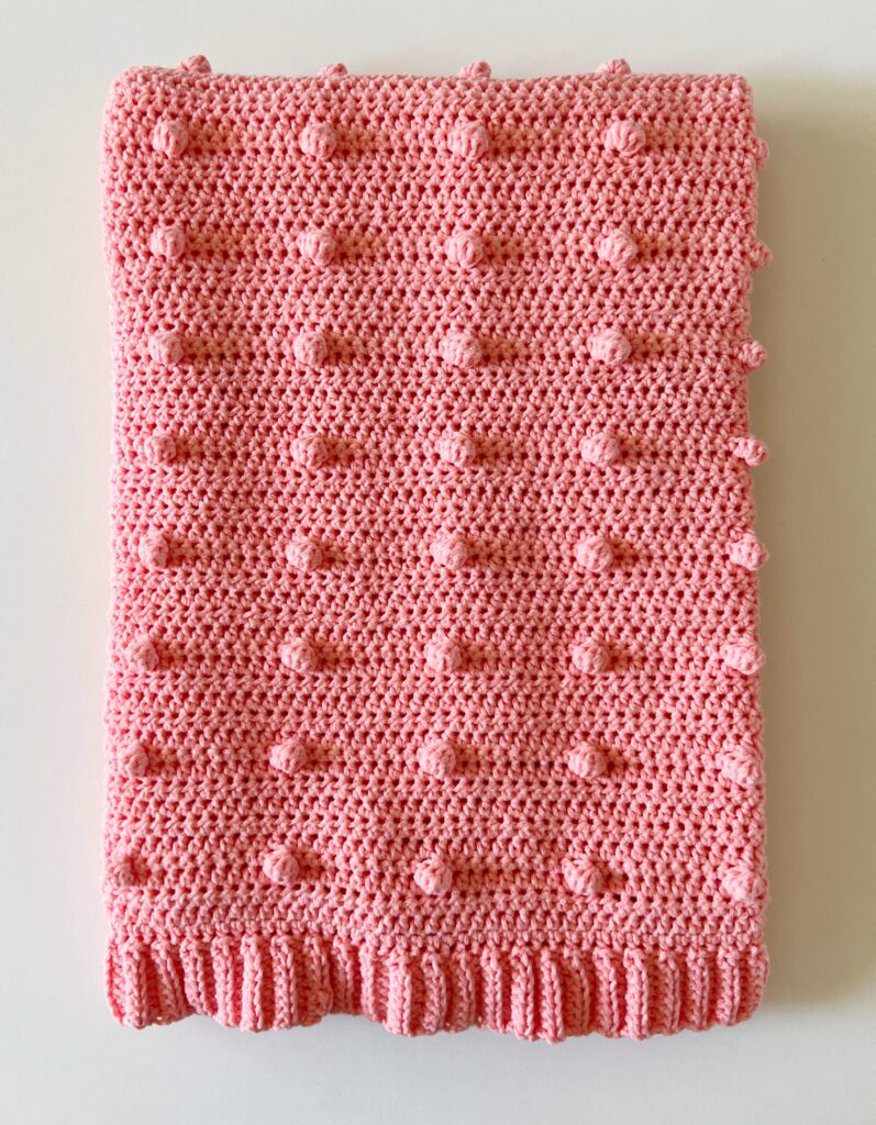 crochet pink polka dot blanket