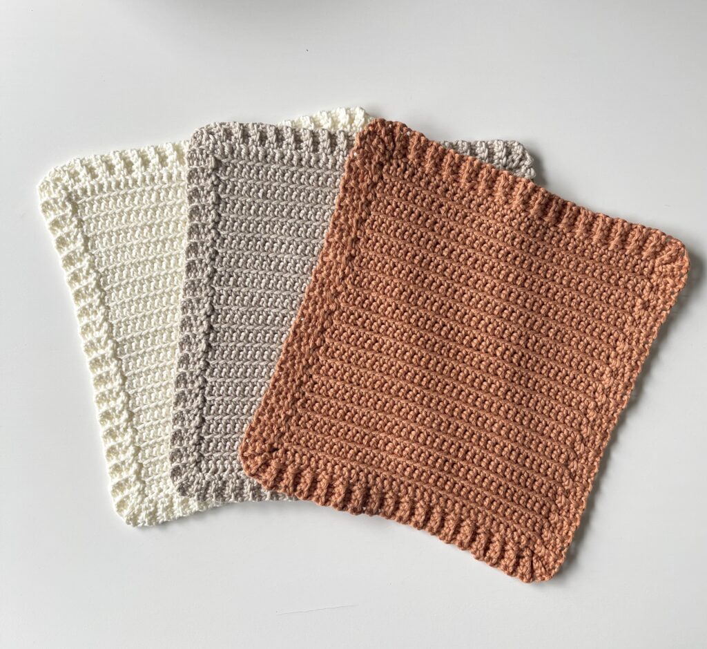 3 crochet cotton dishcloths