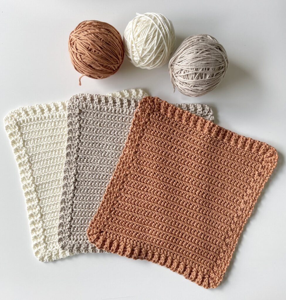 3 crochet cotton dishcloths 
