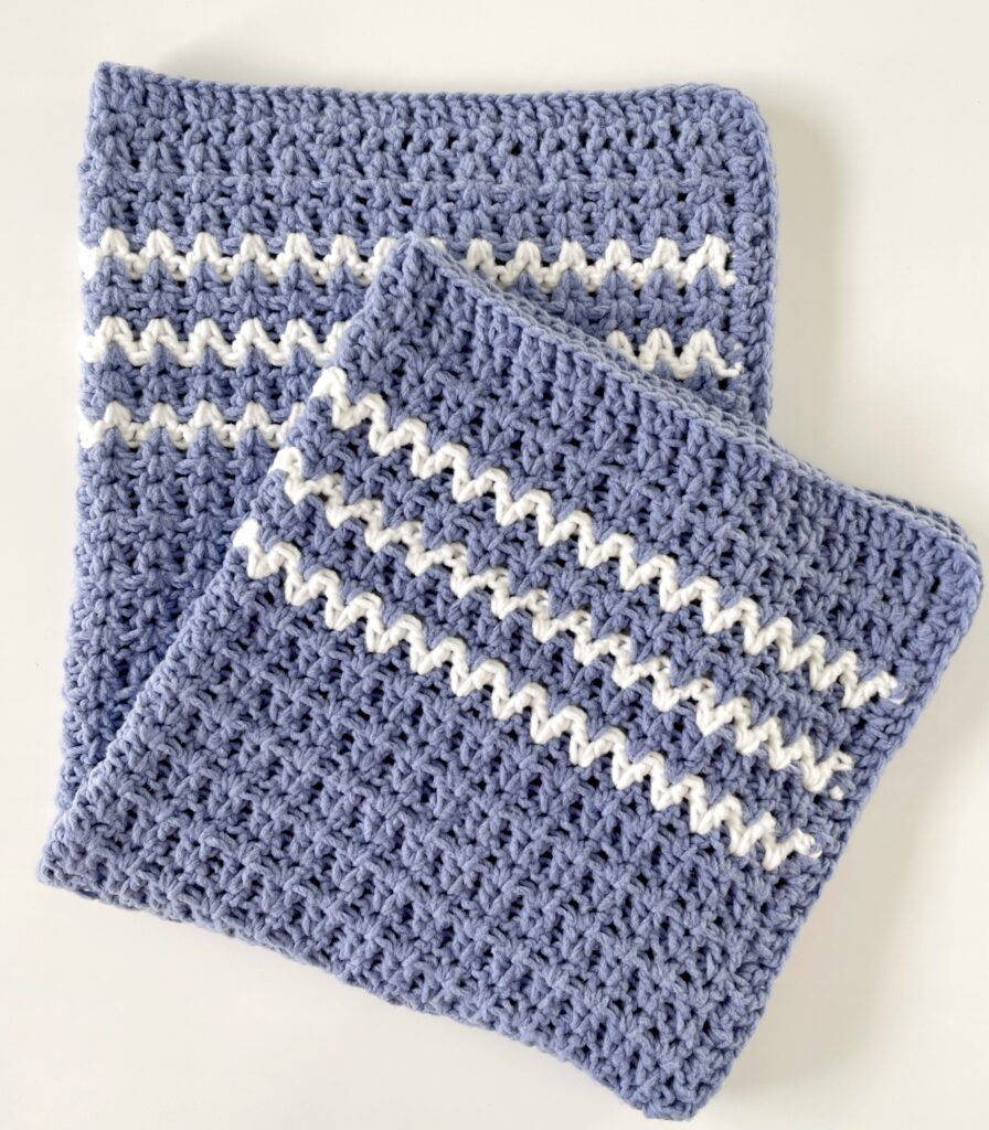 crochet chunky v stitch blanket folded