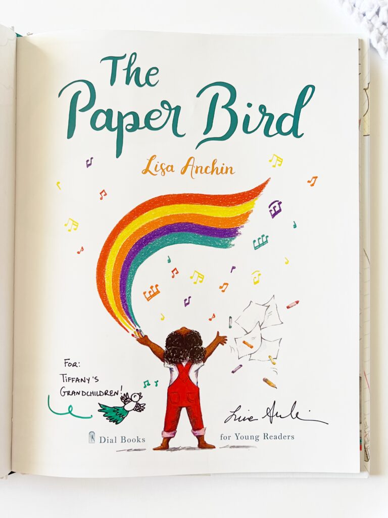 title page of picture book with author signature