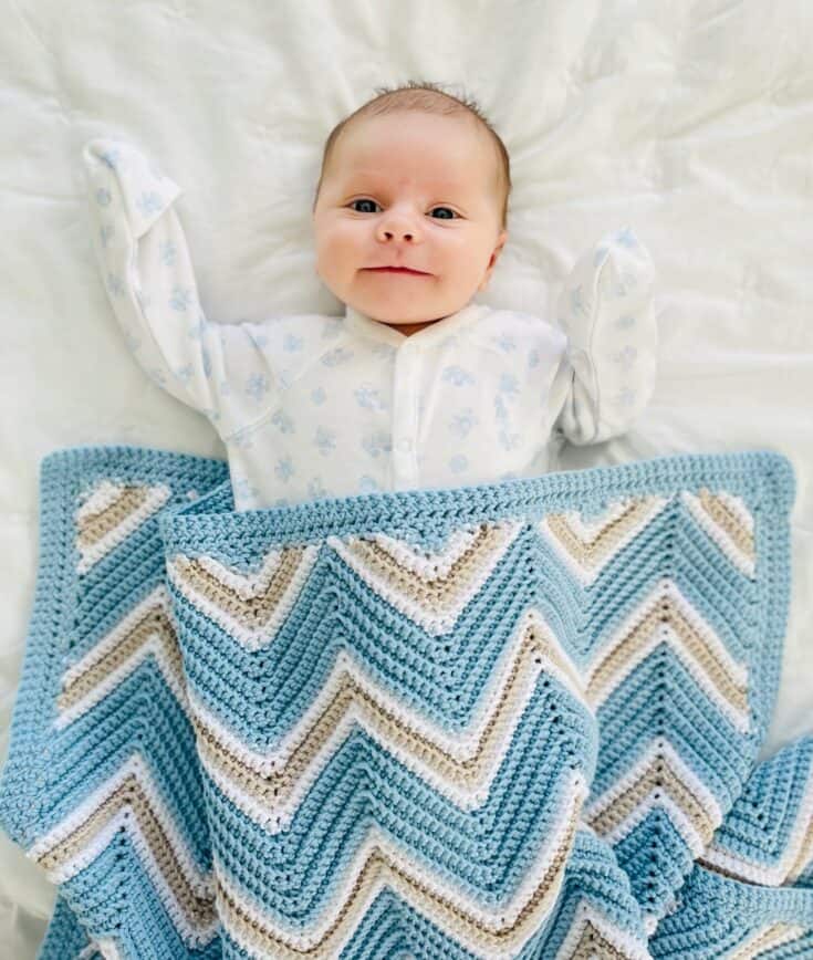 Crochet Squared-Off Chevron Baby Blanket - Daisy Farm Crafts