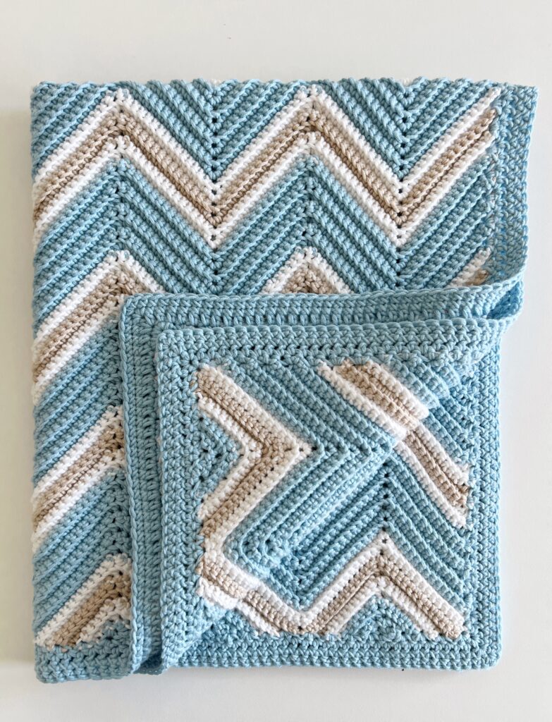 crochet blanket in blue