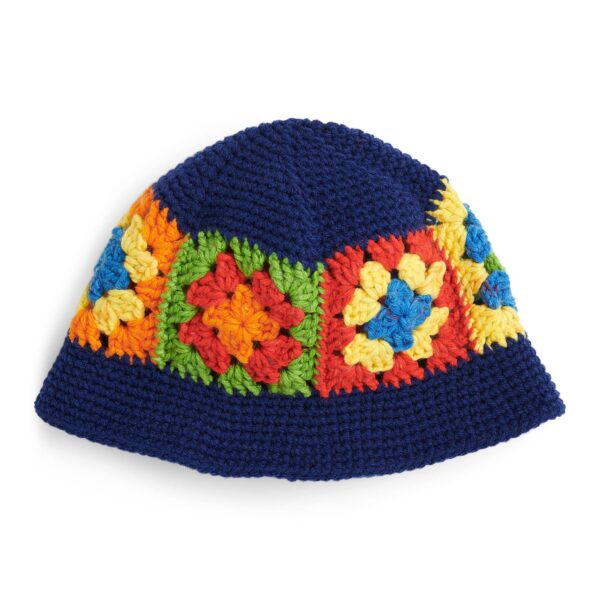 crochet bucket hat multicolor flowers