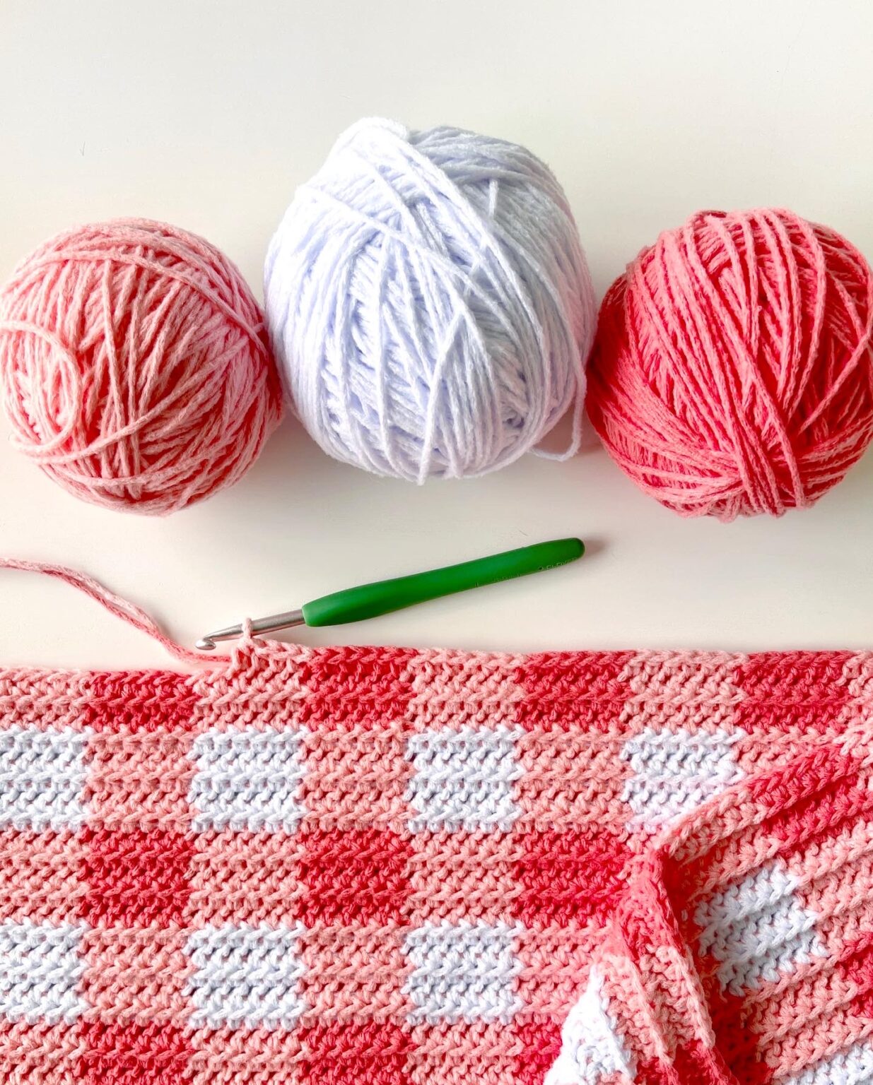 Crochet Ridged Lines Gingham Blanket - Daisy Farm Crafts