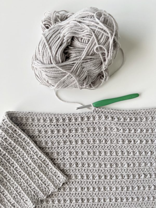 textured crochet blanket in progress