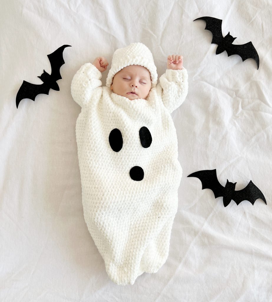 baby in ghost crochet costume