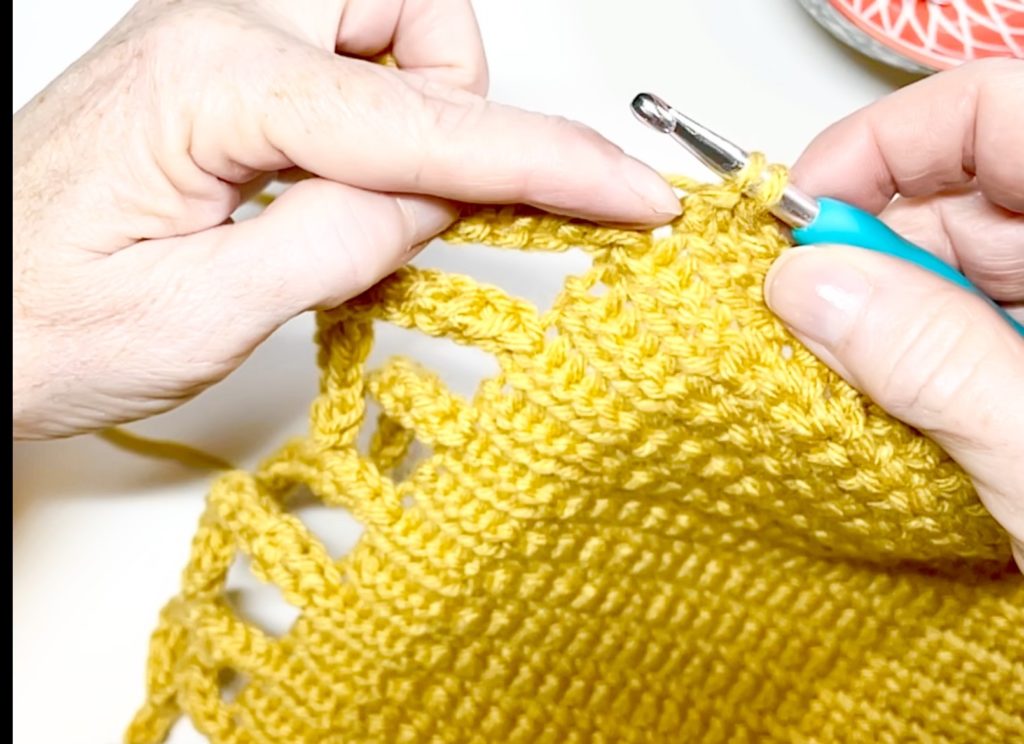 woman holding hook and blanket