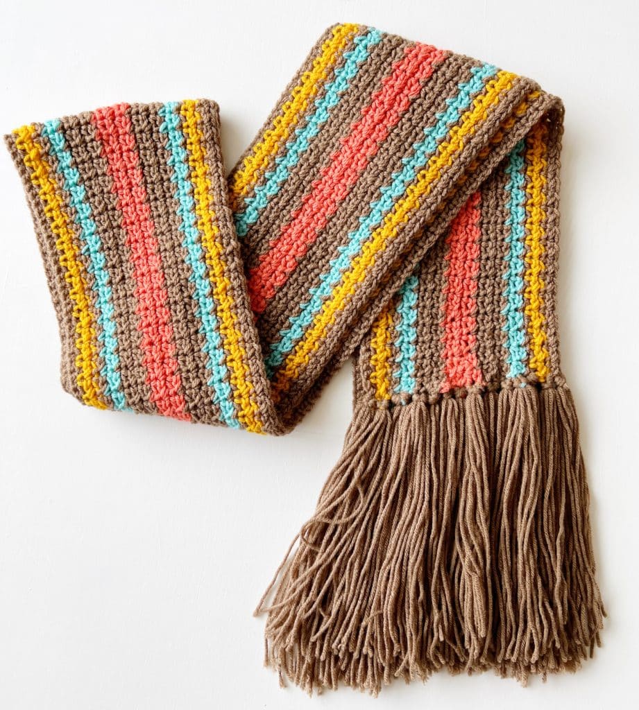 brown scarf with fringe