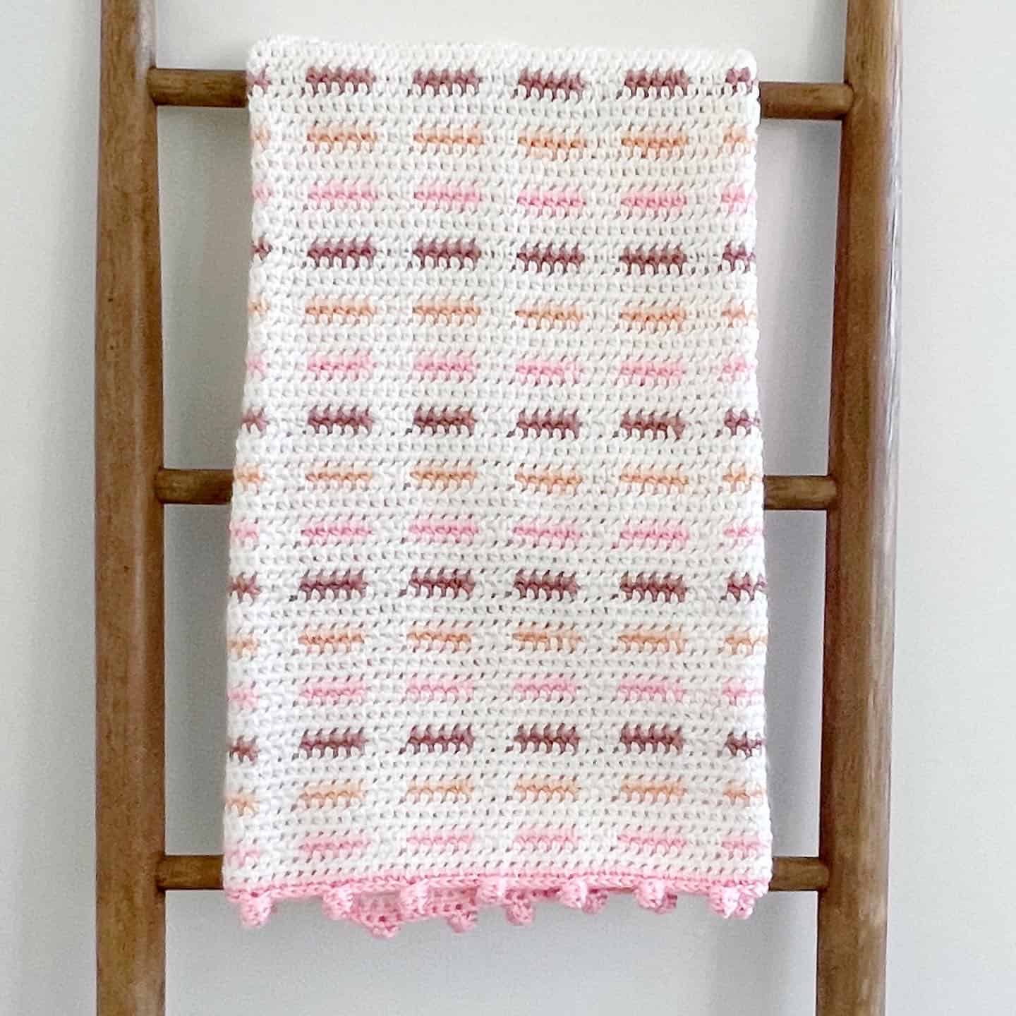 Crochet Mini Dash Baby Blanket with Pom Pom Border Daisy Farm Crafts