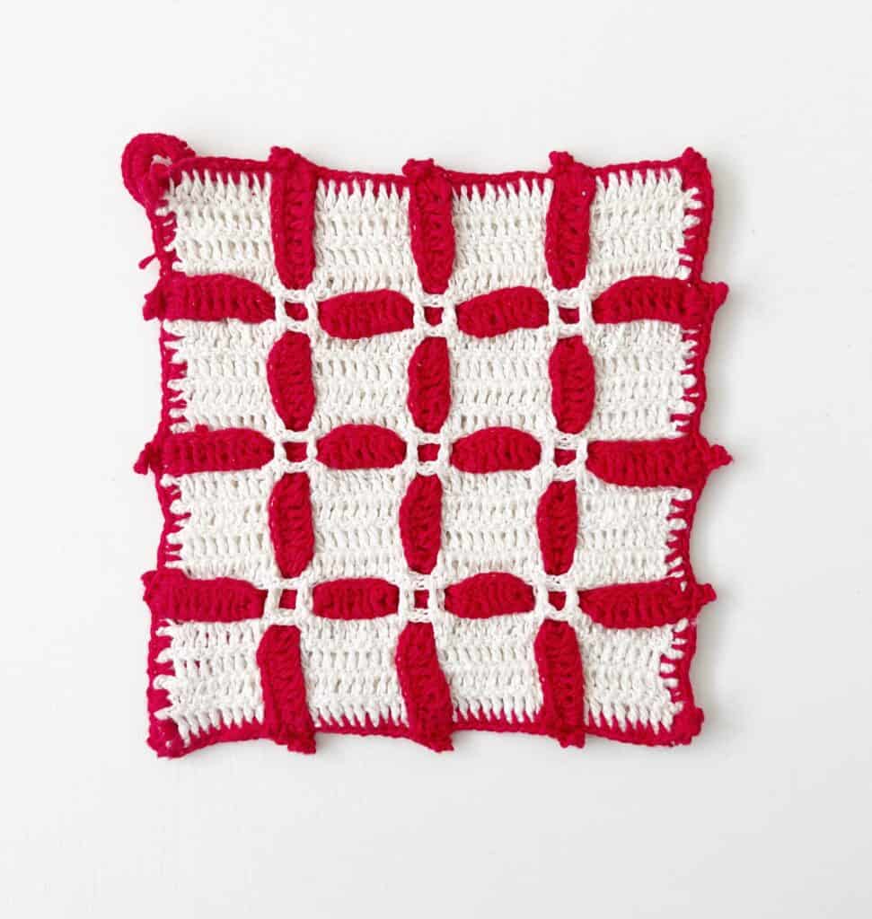 Red and white hot pad