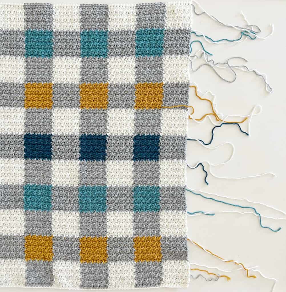 Crochet Gingham Blanket flat lay