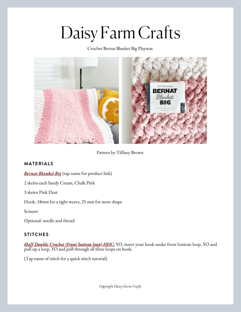 Crochet Bernat Blanket Big Playmat - Daisy Farm Crafts