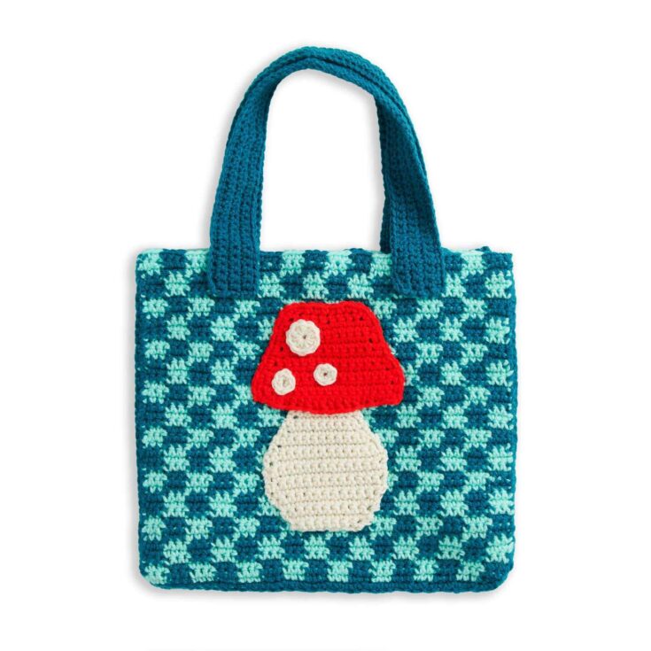 Image for Red Heart Mushroom Check Crochet Bag