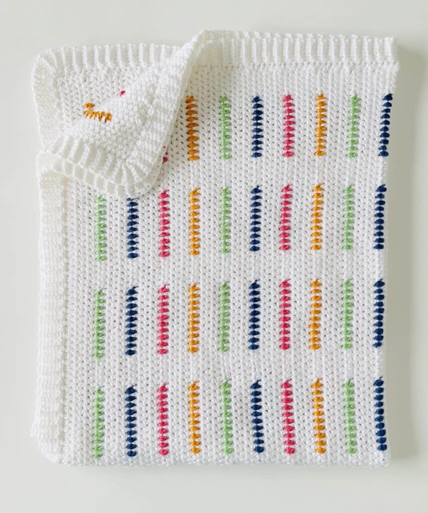 crochet blanket white multicolored