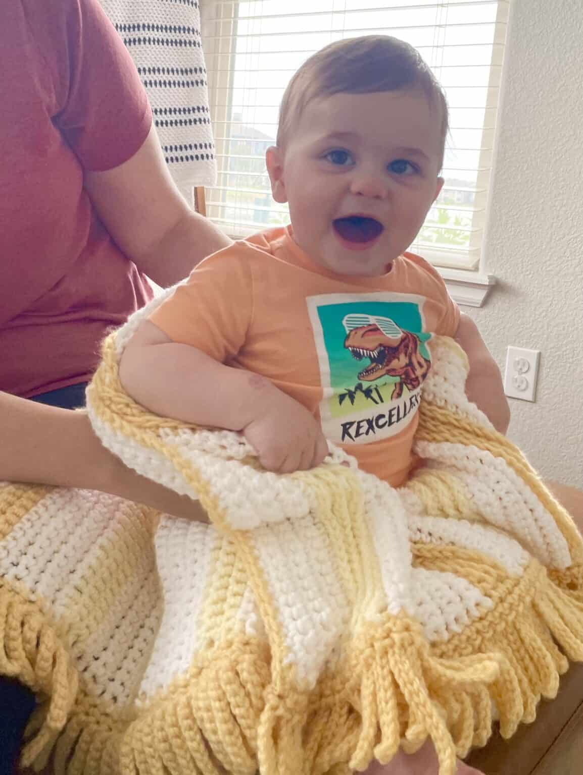 Crochet Sun Baby Stripes Crib Blanket Daisy Farm Crafts