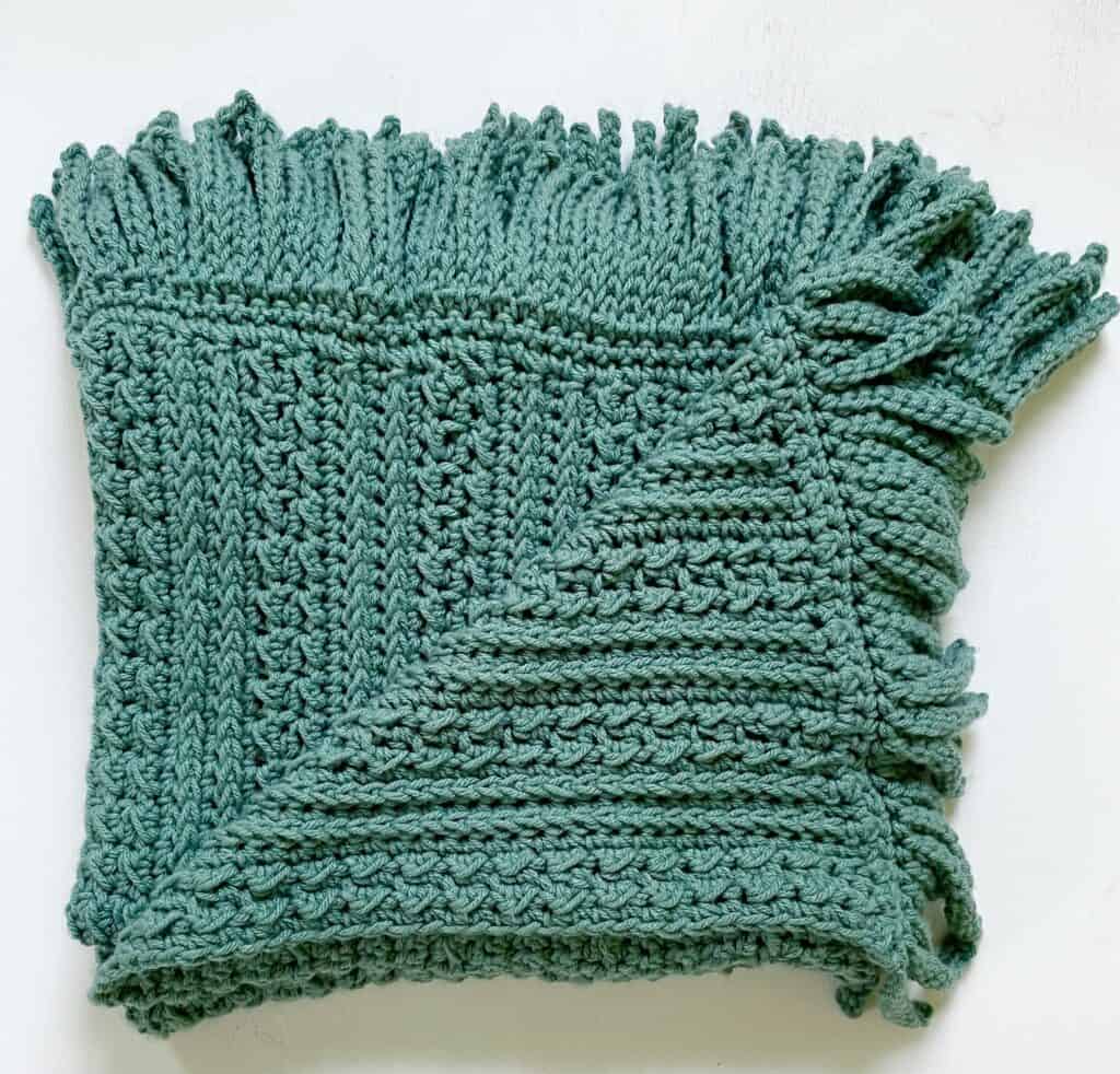 green crochet blanket